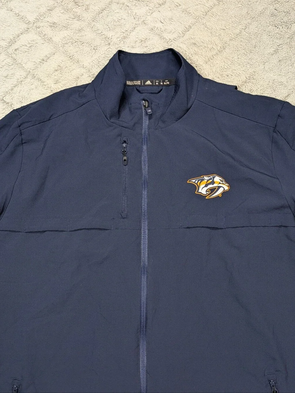 Adidas Jacket Mens XL Blue Navy Nashville Predators Hockey Rink Windbreaker